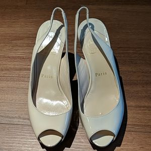 Shoes | Christian Louboutin Nude Peep Toe Pump | Poshmark